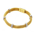 Silver 925 Gold Plated Micro Pave Clear CZ Beaded Italian Bracelet - PSB000017GP