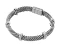 Silver 925 Rhodium Plated Micro Pave Clear CZ Beaded Italian Bracelet - PSB000017RH