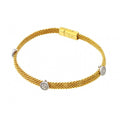 Silver 925 Gold Plated Round Clear CZ Beaded Italian Bracelet - PSB000018GP