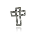 Silver 925 Rhodium Plated Open Cross CZ Wire Hanging Pendant - ACP00004