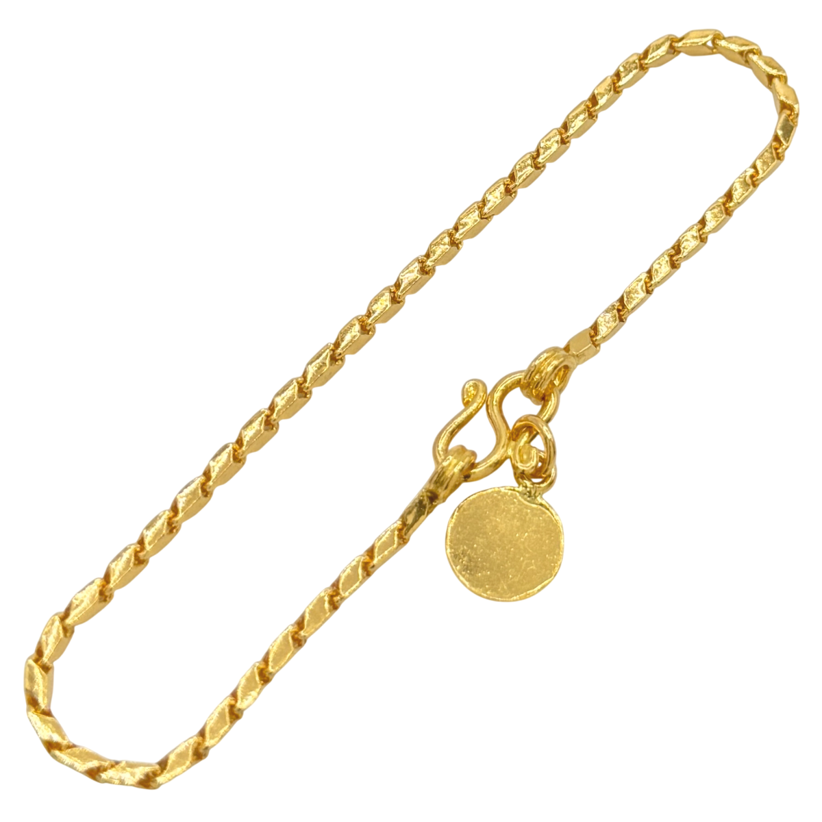 1.7MM Semi-Hollow Bullet Link Bracelet in 10K-24K gold