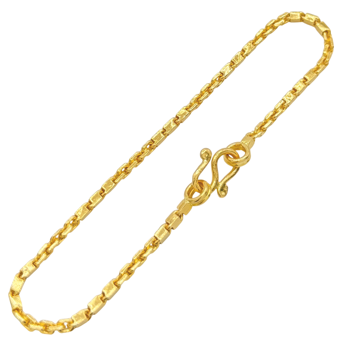 1.8MM Semi-Hollow Baht and Anchor Link Bracelet in 10K-24K gold