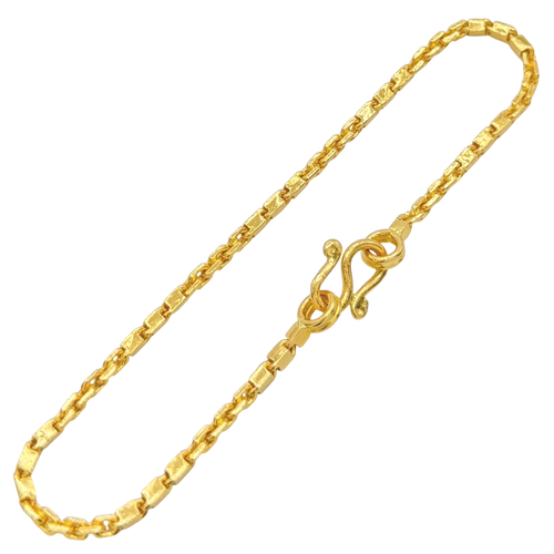 1.8MM Semi-Hollow Baht and Anchor Link Bracelet in 10K-24K gold