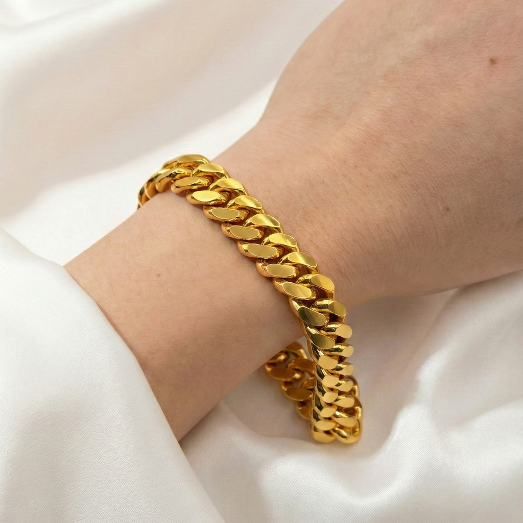 10MM Solid Flat Cuban Link Bracelet — detail 3