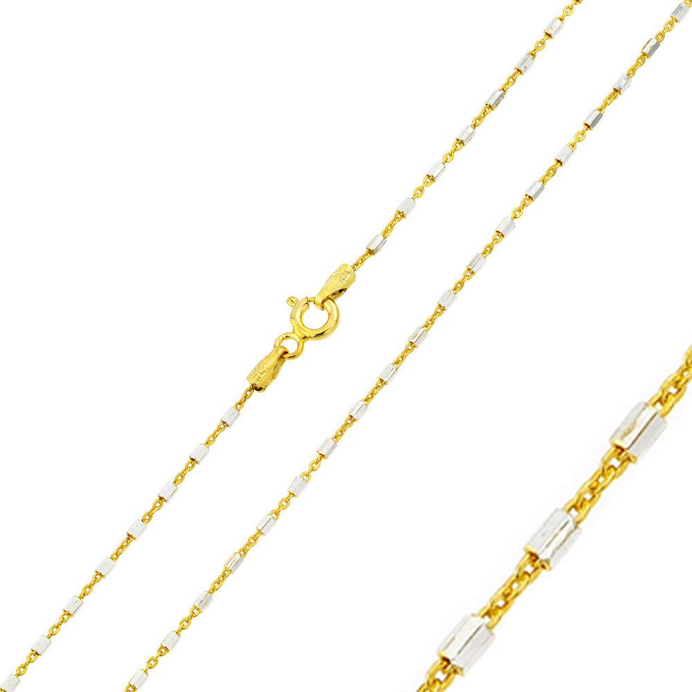 Silver 925 Gold Plated 2 Toned DC Tube Link Chain 1.3mm - CH354 GP