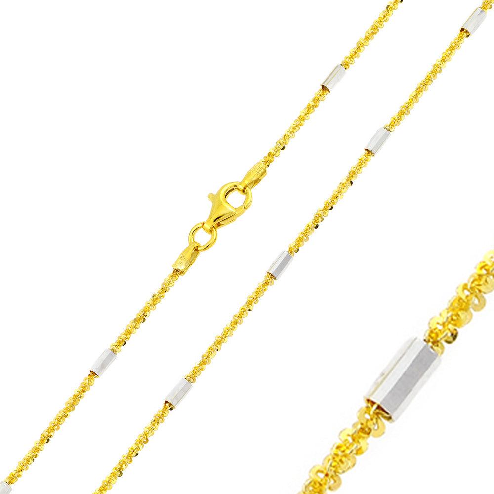Silver 925 Gold Plated Diamond Cut Multi Tube Roc Chain 2mm - CH348 GP