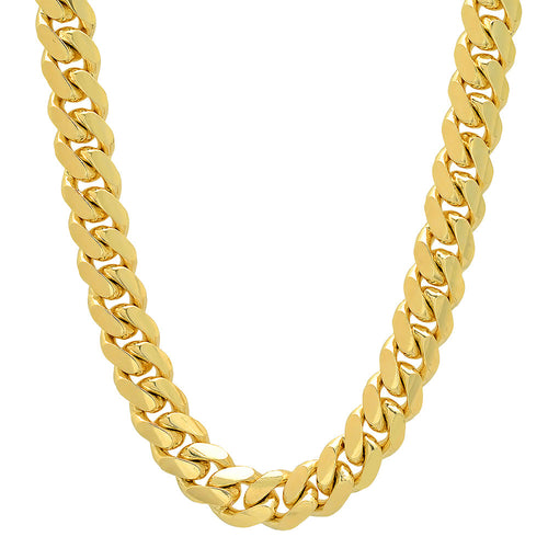 11.5MM Solid Miami Cuban Link Chain in yellow gold