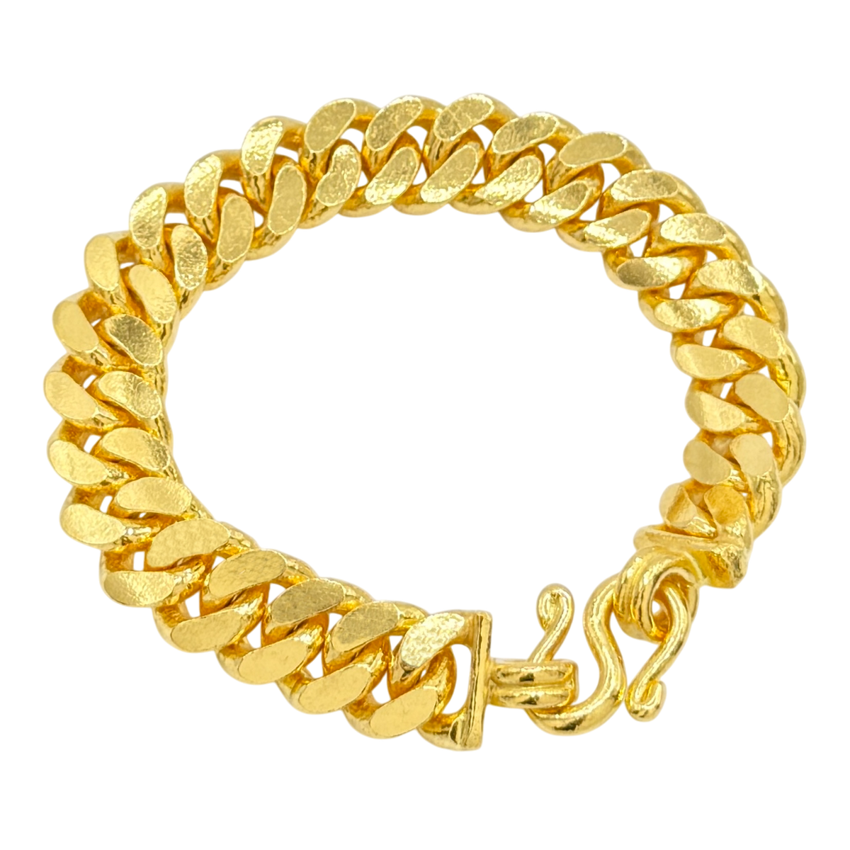 11.5MM Solid Flat Cuban Link Bracelet in solid 10K-24K gold