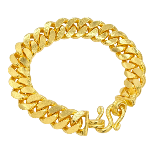 11.5MM Solid Flat Cuban Link Bracelet in solid 10K-24K gold