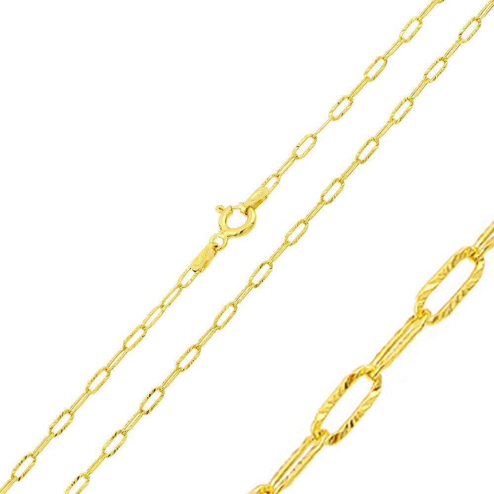 Silver 925 Gold Plated Wide Oval DC Paperclip Link Chain 2.4mm - CH351 GP