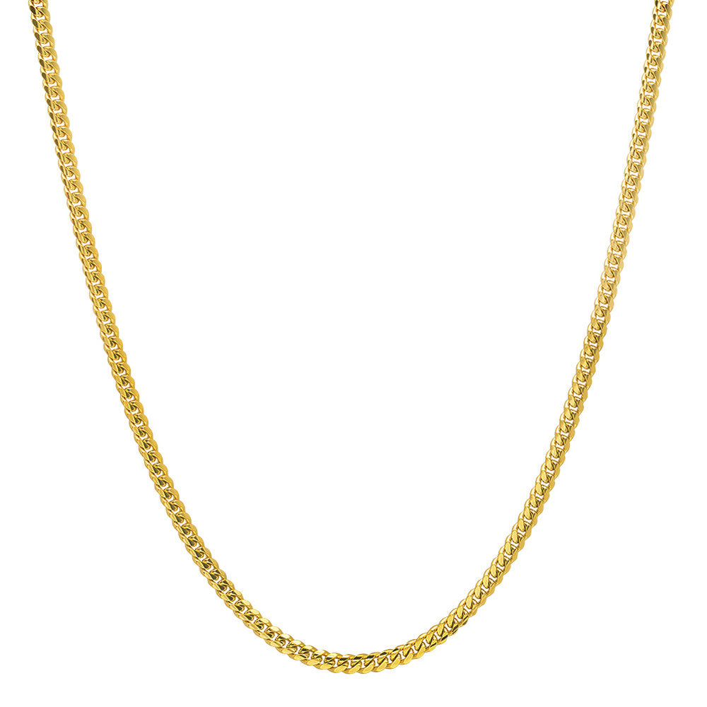2MM Solid Miami Cuban Link Chain in yellow gold