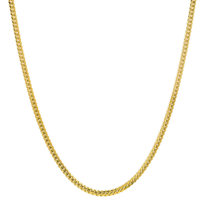 2MM Solid Miami Cuban Link Chain in yellow gold