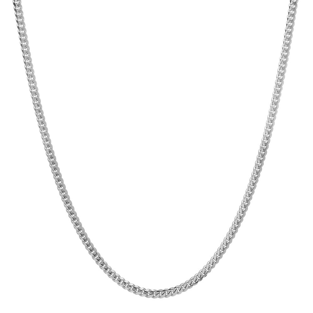 2.5MM Solid Miami Cuban Link Chain in white gold