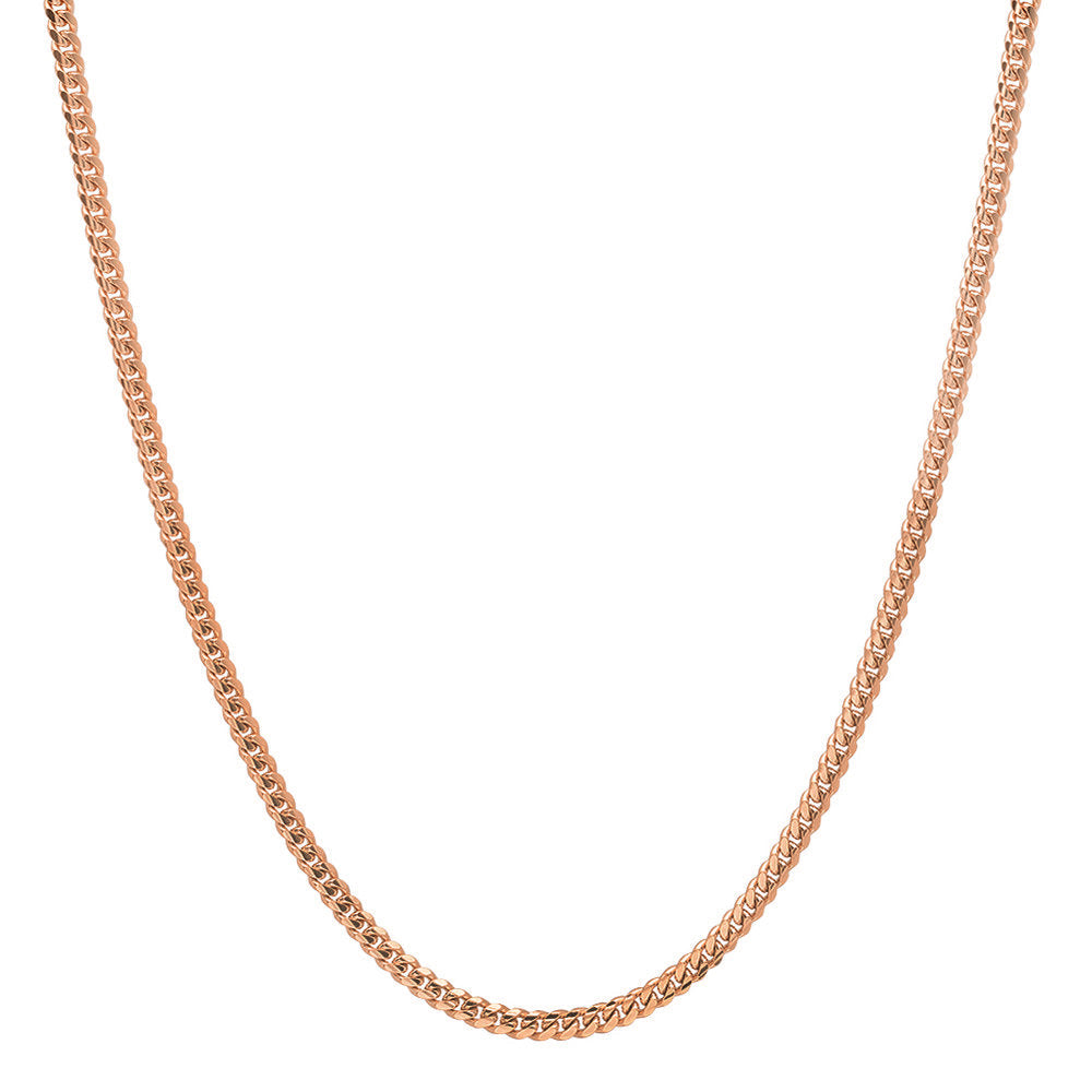 2.5MM Solid Miami Cuban Link Chain in rose gold