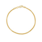2.5MM Solid Rounded Box Bracelet in solid 10K-24K gold