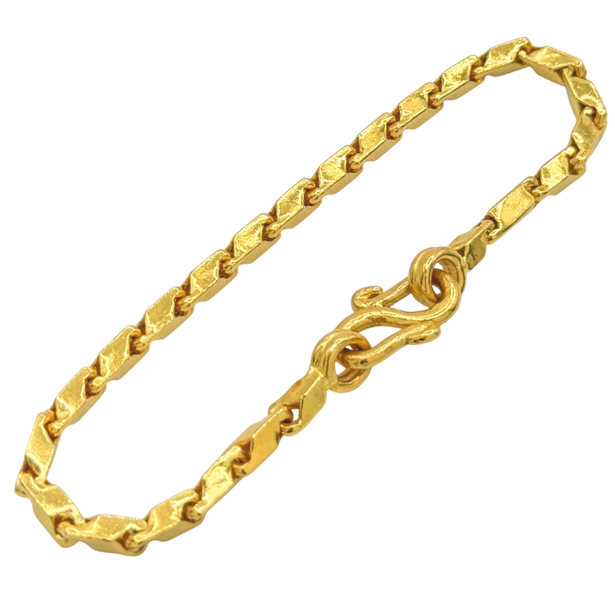 2.6MM Semi-Hollow Bullet Link Bracelet in 10K-24K gold