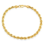5MM Solid Diamond-Cut Rope Bracelet in solid 10K-24K gold