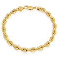 6.5MM Solid Diamond-Cut Rope Bracelet in solid 10K-24K gold