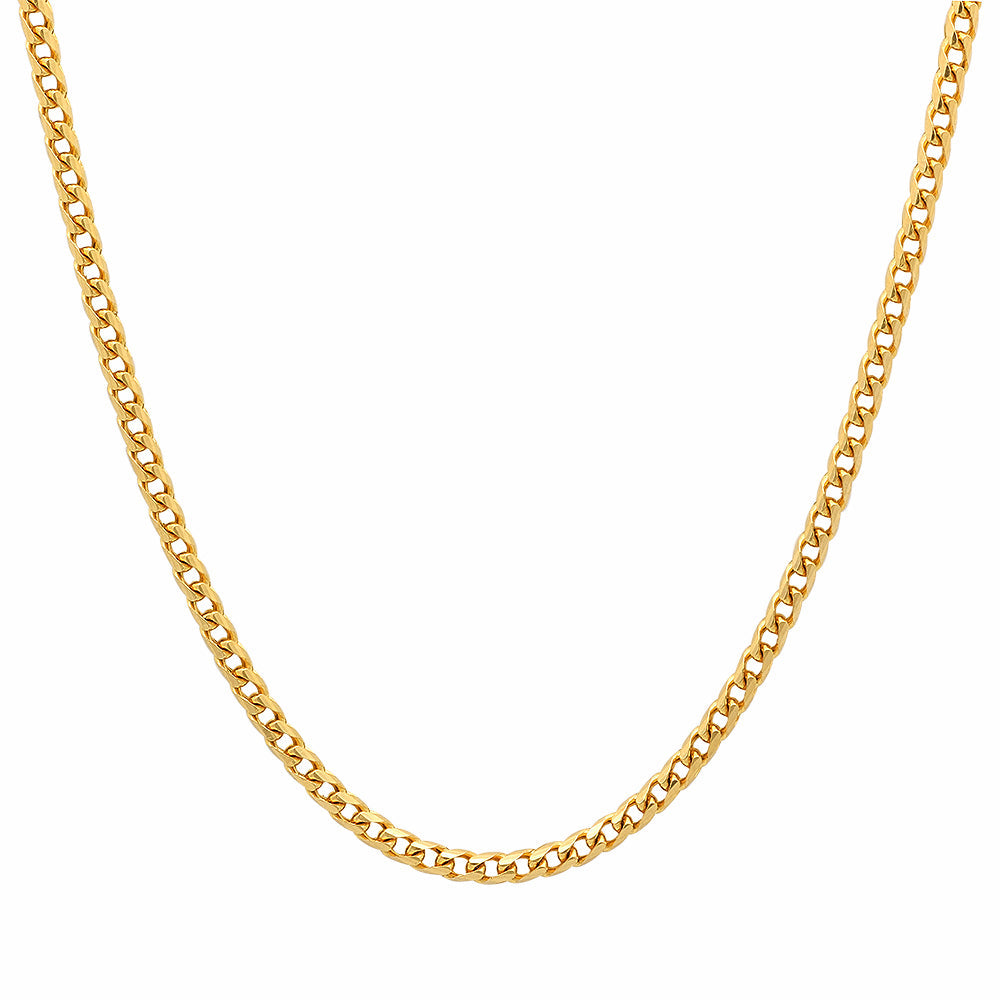 3.5MM Solid Plain Franco Chain in yellow gold