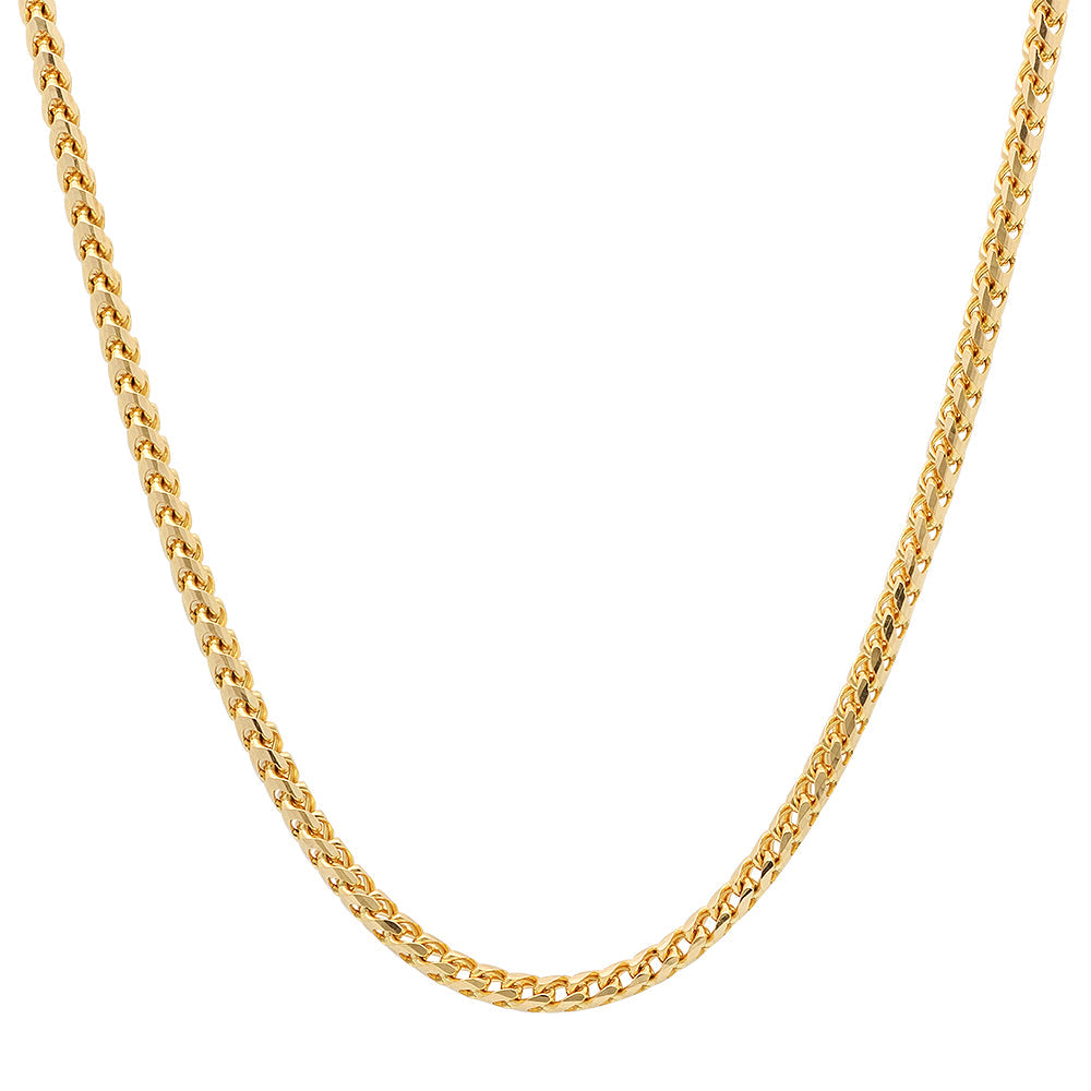 3MM Solid Plain Franco Chain in yellow gold