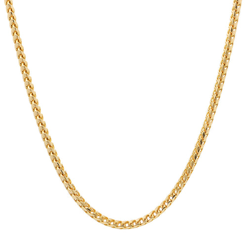 3MM Solid Plain Franco Chain in yellow gold