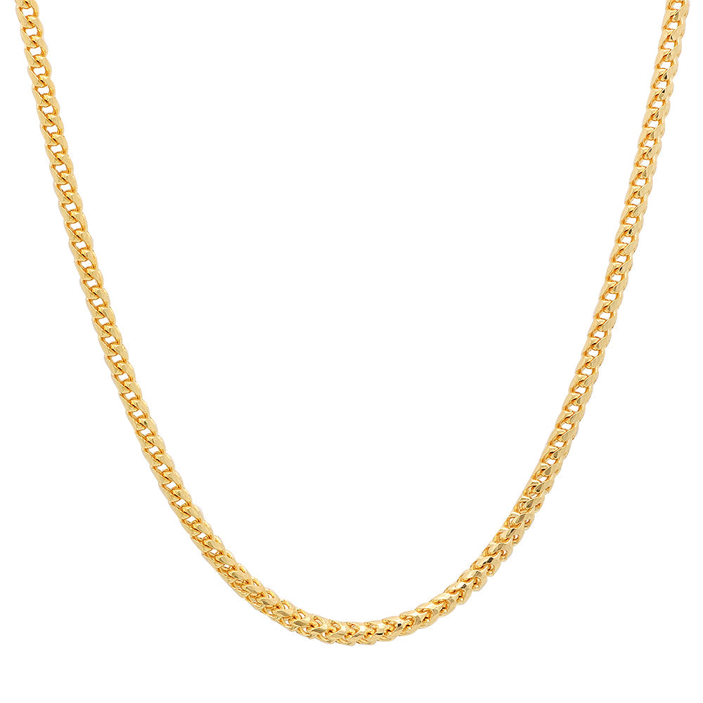2.5MM Solid Plain Franco Chain in yellow gold
