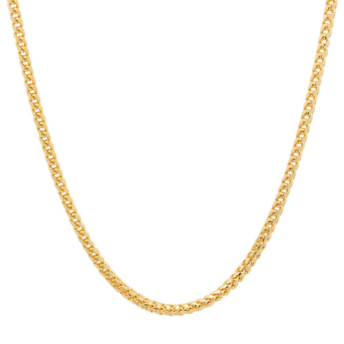 2.5MM Solid Plain Franco Chain in yellow gold