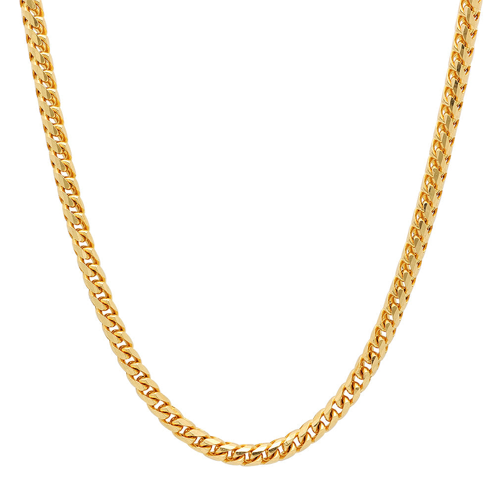 4MM Solid Plain Franco Chain in yellow gold