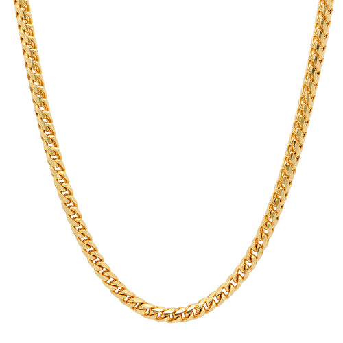 4MM Solid Plain Franco Chain in yellow gold