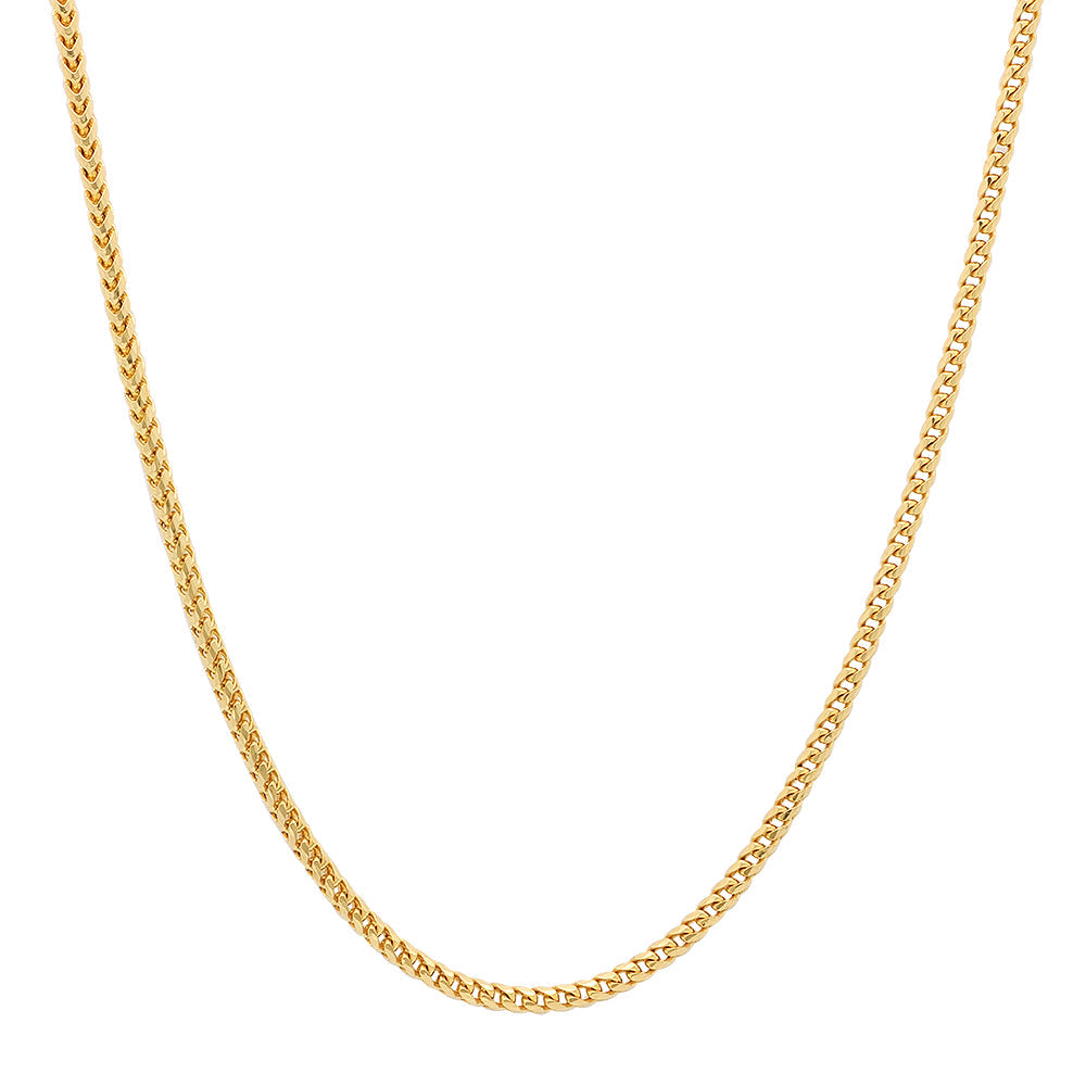 2MM Solid Plain Franco Chain in yellow gold
