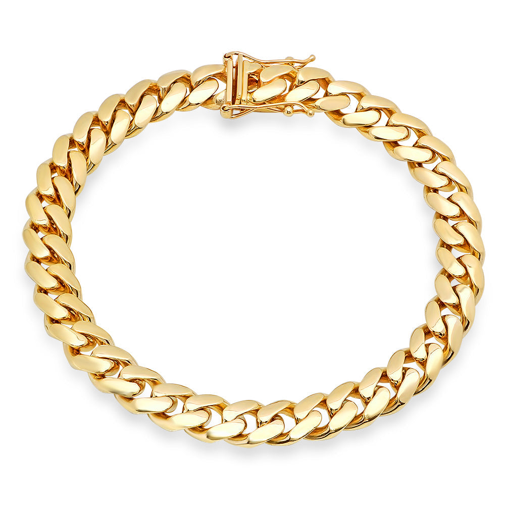 10MM Solid Miami Cuban Link Bracelet in solid 10K-24K gold