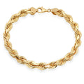 8MM Solid Diamond-Cut Rope Bracelet in solid 10K-24K gold