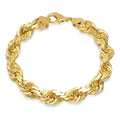 12MM Solid Diamond-Cut Rope Bracelet in solid 10K-24K gold