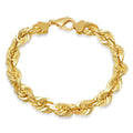 10MM Solid Diamond-Cut Rope Bracelet in solid 10K-24K gold