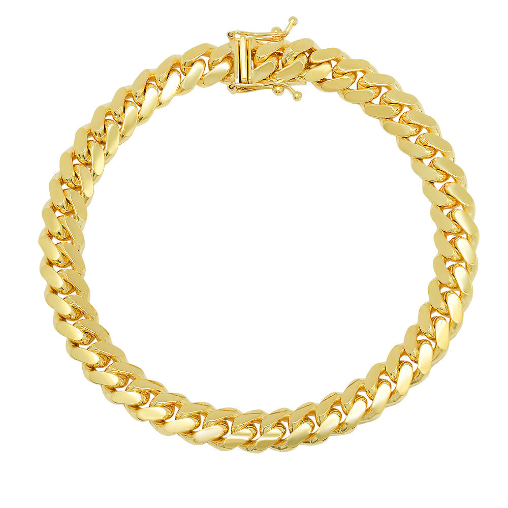 7MM Solid Miami Cuban Link Bracelet in solid 10K-24K gold
