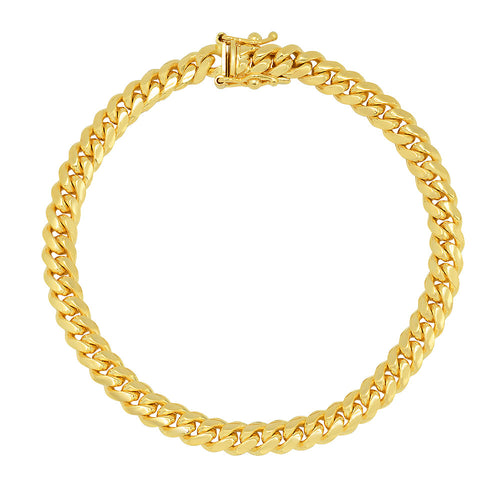 5MM Solid Miami Cuban Link Bracelet in solid 10K-24K gold
