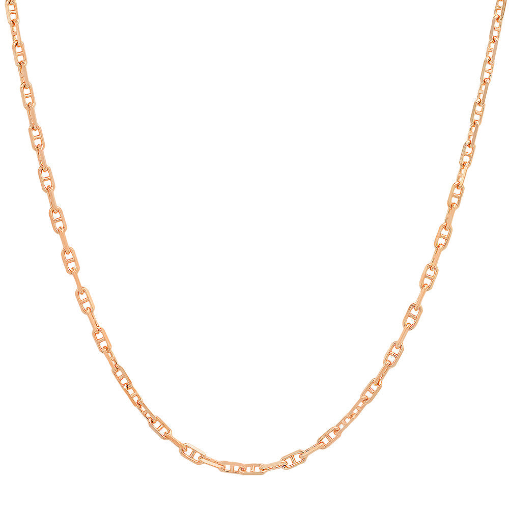 2MM Solid Alternating Mariner Chain in rose gold