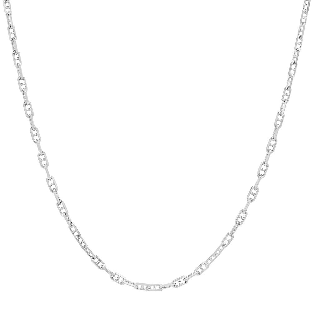 2MM Solid Alternating Mariner Chain in white gold