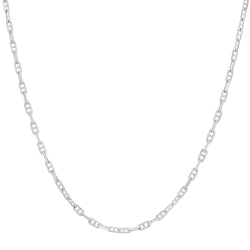 2MM Solid Alternating Mariner Chain in white gold