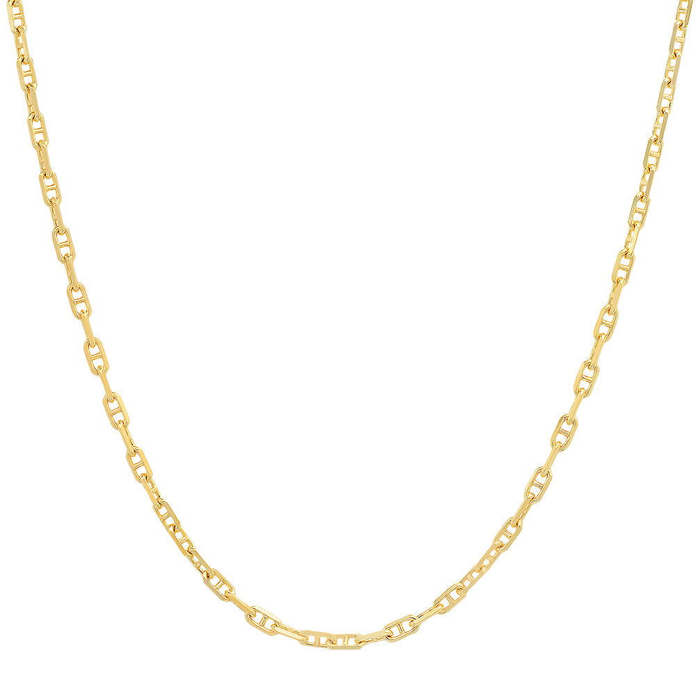 2MM Solid Alternating Mariner Chain in yellow gold