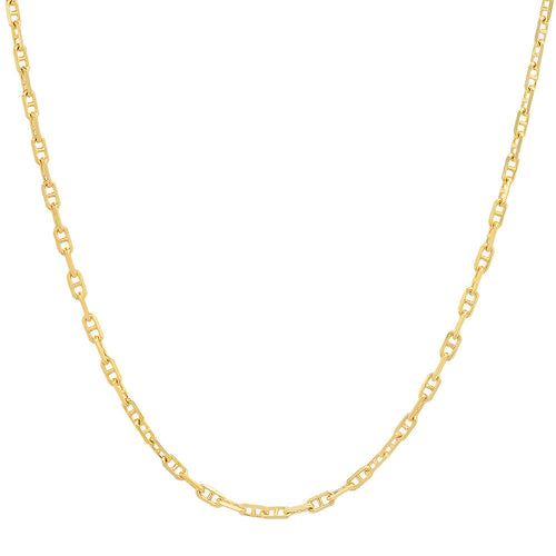 2MM Solid Alternating Mariner Chain in yellow gold