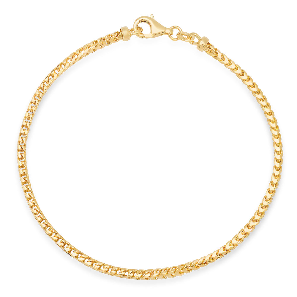 2.5MM Solid Plain Franco Bracelet in solid 10K-24K gold