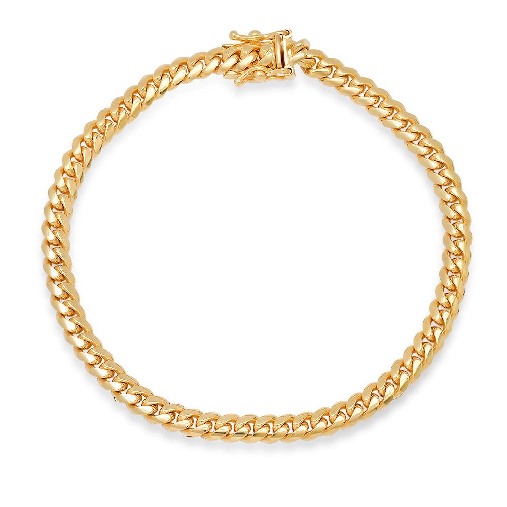 4.5MM Solid Miami Cuban Link Bracelet in solid 10K-24K gold