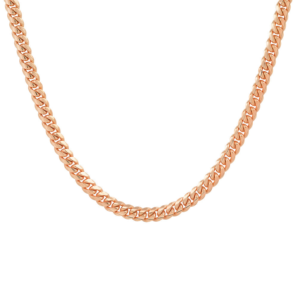 4.5MM Solid Miami Cuban Link Chain in rose gold