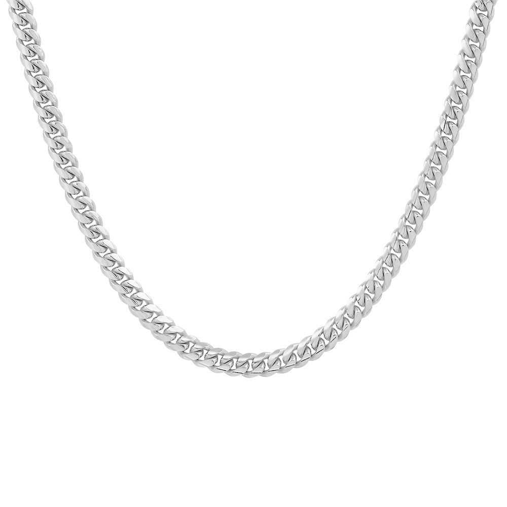 4.5MM Solid Miami Cuban Link Chain in white gold