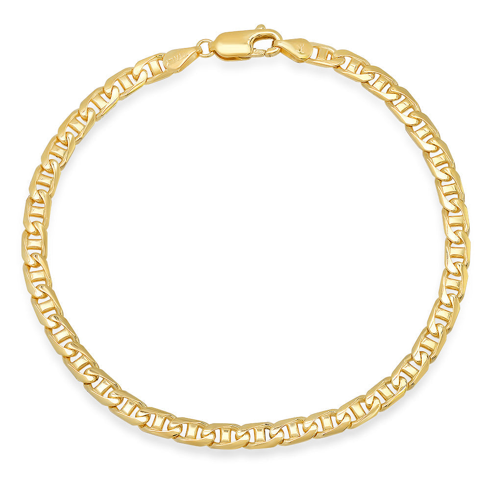 4.5MM Solid Yacht Link Bracelet in solid 10K-24K gold