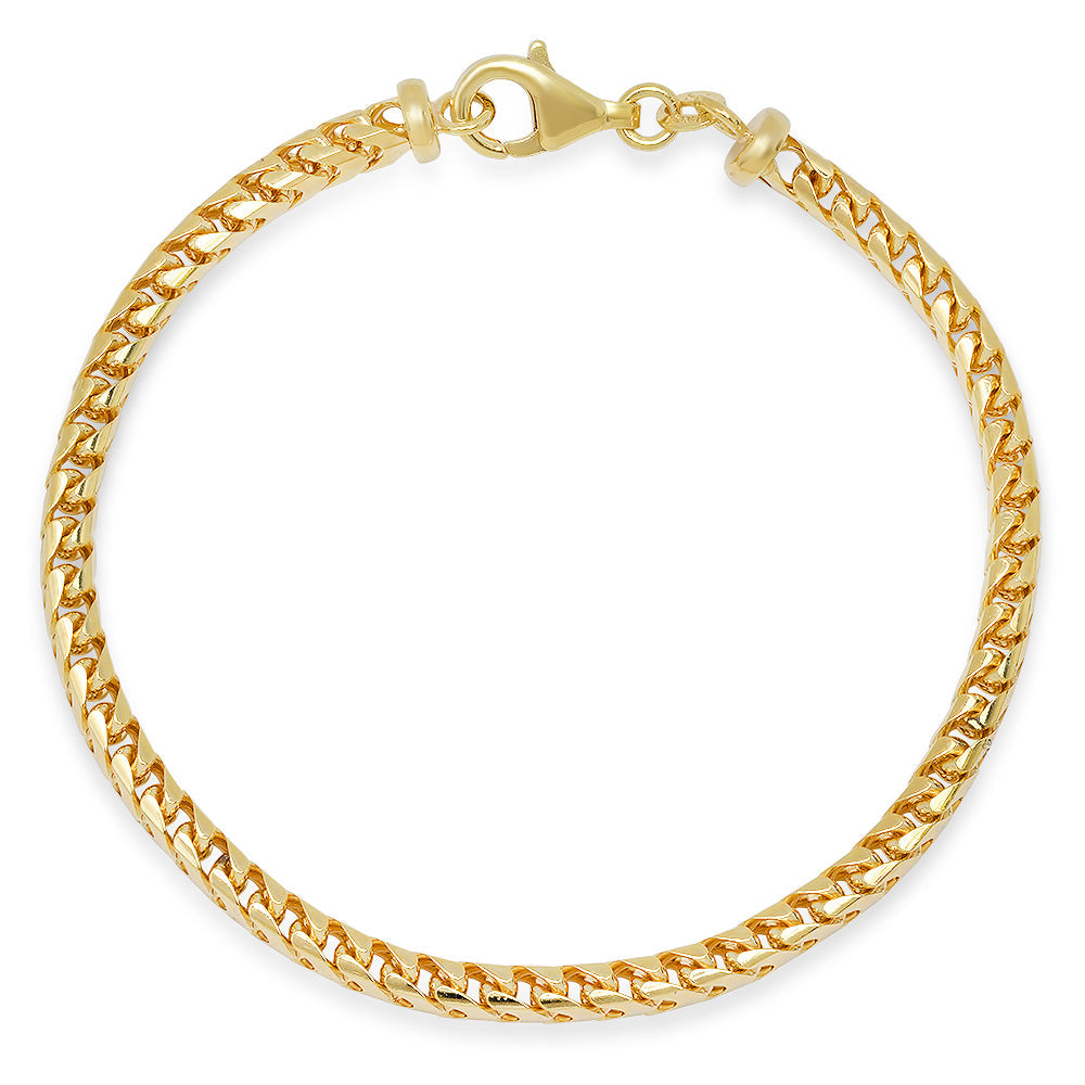 3.5MM Solid Plain Franco Bracelet in solid 10K-24K gold