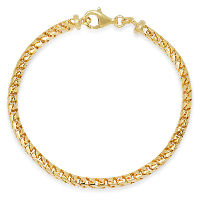 3.5MM Solid Plain Franco Bracelet in solid 10K-24K gold