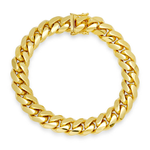 11.5MM Solid Miami Cuban Link Bracelet in solid 10K-24K gold