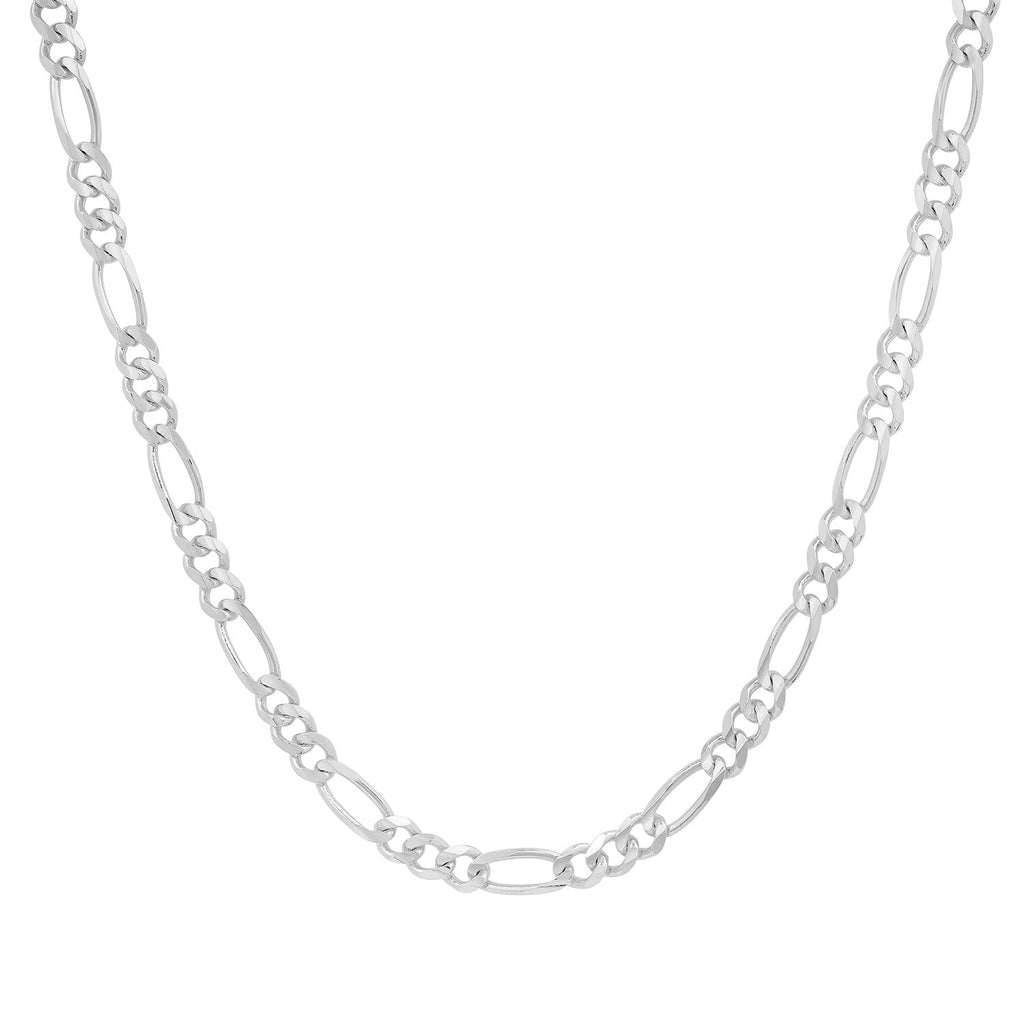 4MM Solid Plain Figaro Chain in white gold
